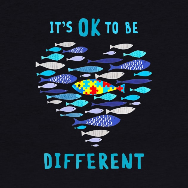 Fish Its Ok To Be Different Autism Shirt Fish Autism by mlleradrian